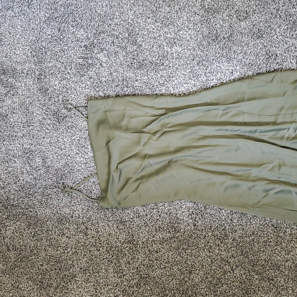 Olive Green Cowl Neck Satin Slip Dress